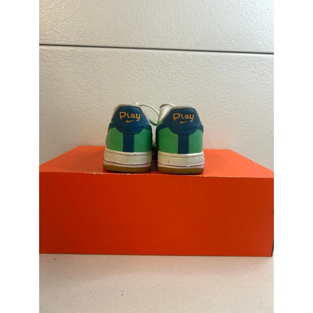 Nike Air Force 1 Low Kids Green White Blue  Sneakers Size 2.5Y #2185
